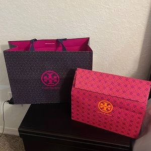 Tory Burch shopping bag and shoe box bag